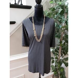 Rafaella Top Blouse Women's Size 2X Black & White Casual 3/4 Sleeve Round Neck